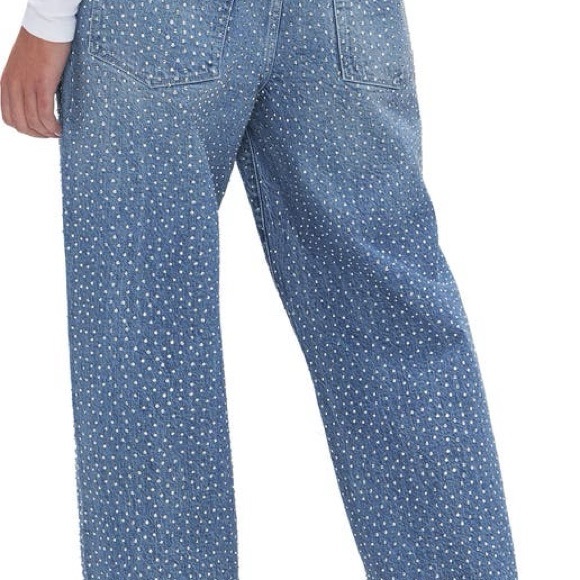 Good American Good Ease Relaxed Rhinestone Embellished Wide Leg Jean sz12 - Picture 2 of 7